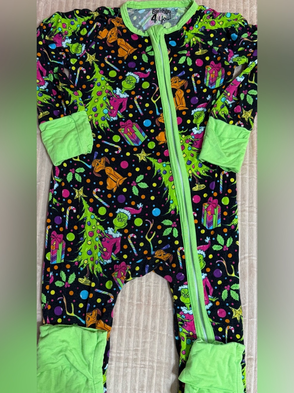 Bamboo 4 You 12-18M Grinch Inspired Bamboo Zippy Pajamas